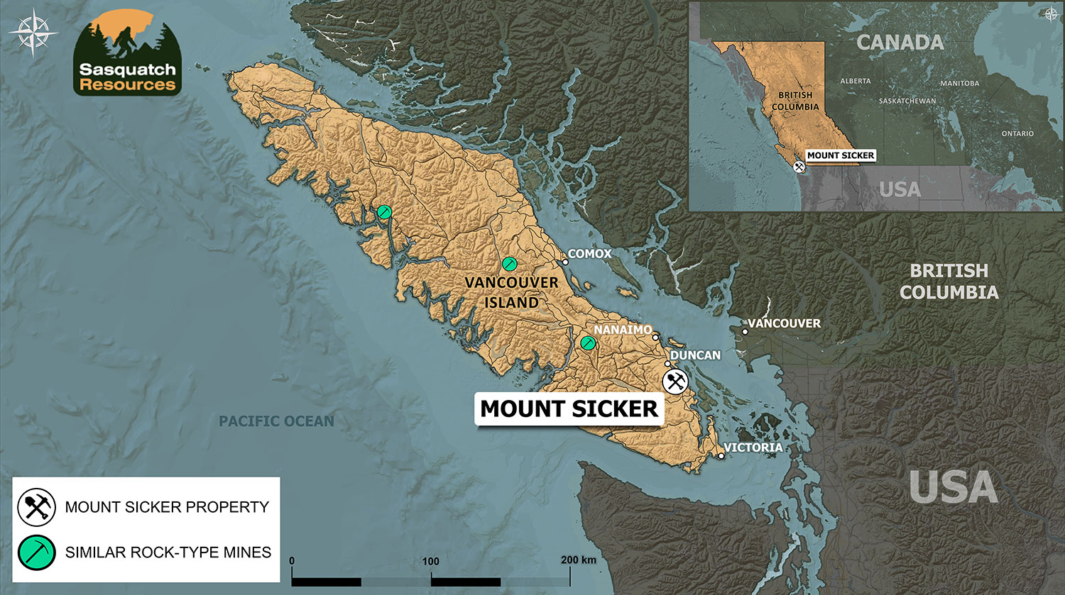 Mount Sicker Property map, Vancouver Island, British Columbia